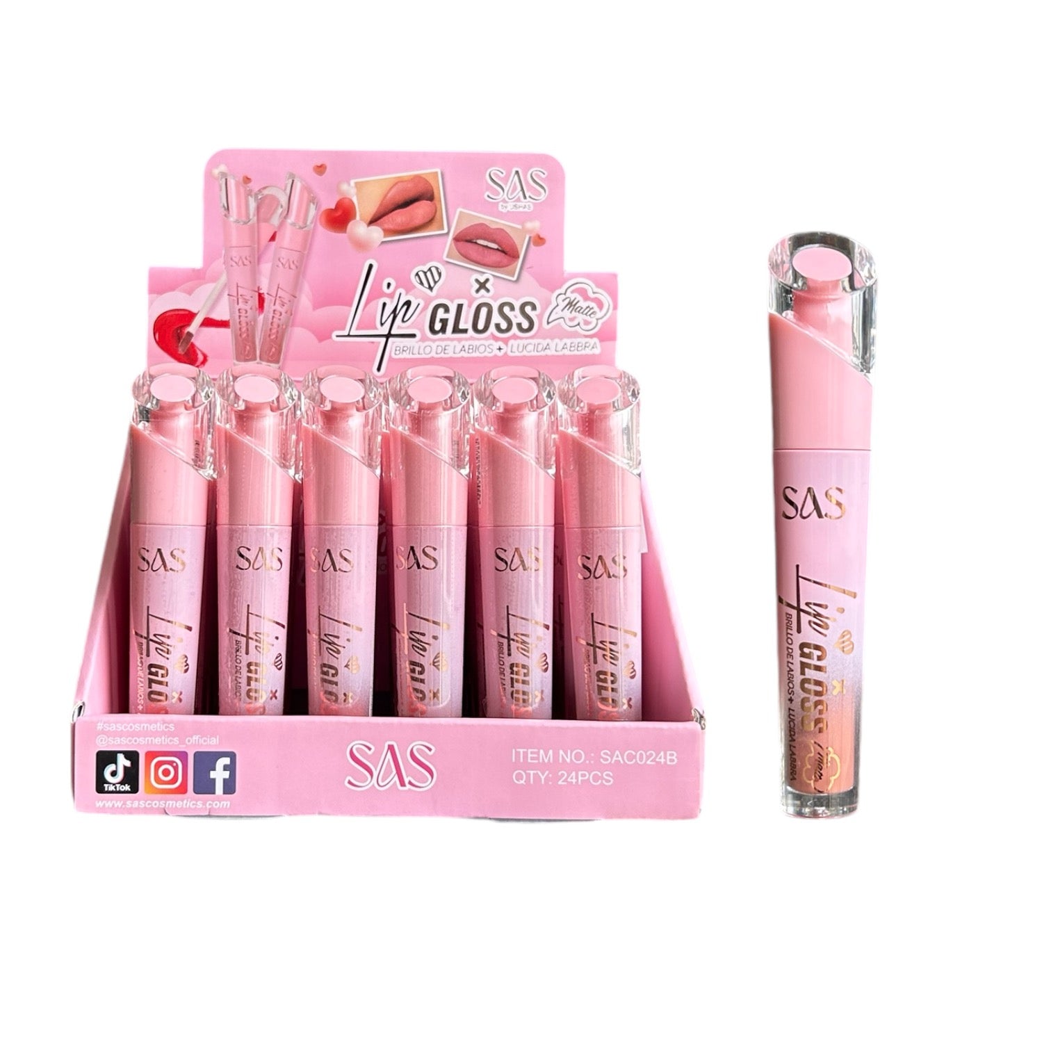 BRILLO LABIAL MATTE ROSADO SAS