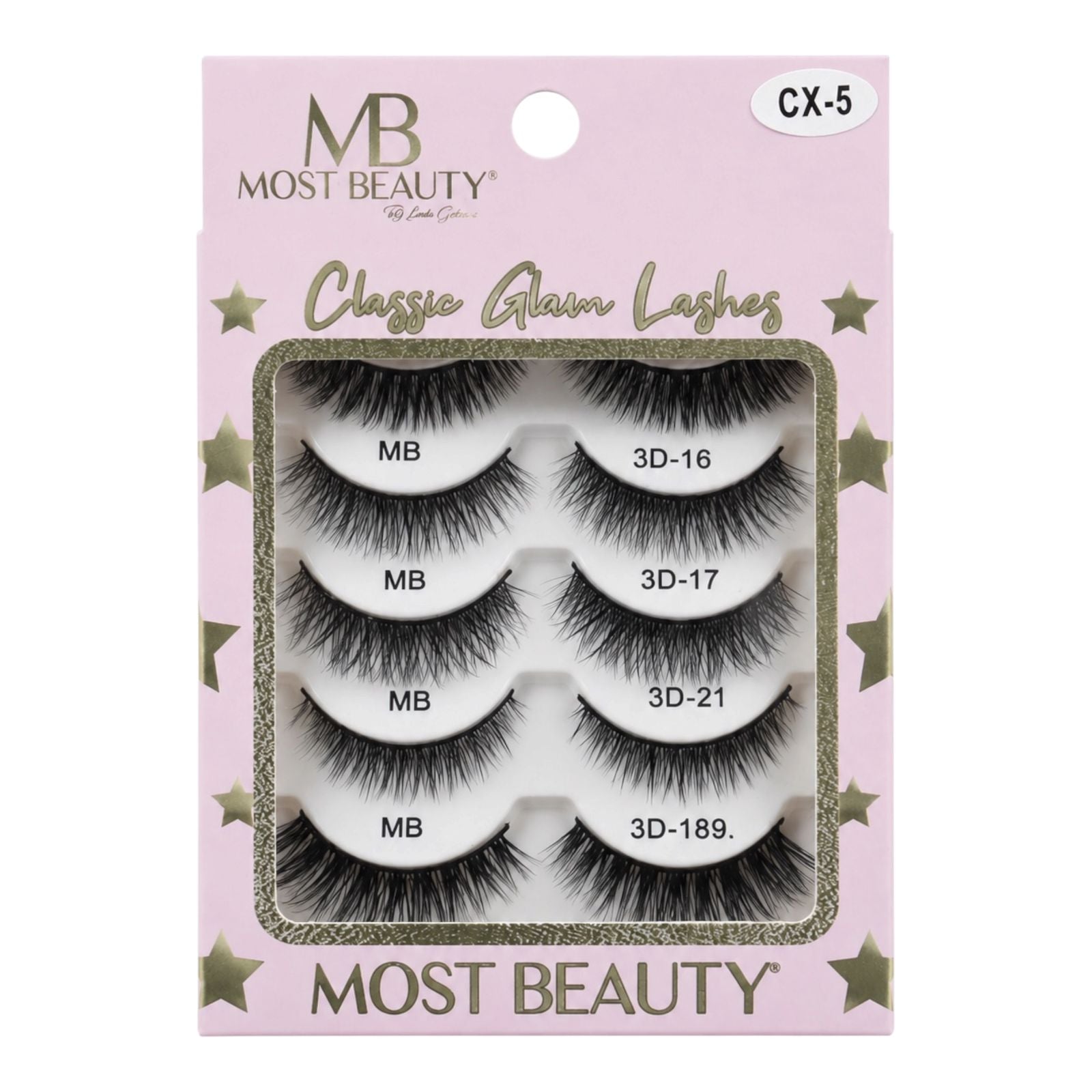 KIT X5 PESTAÑAS ENTERAS CLASSIC GLAM MOST BEAUTY