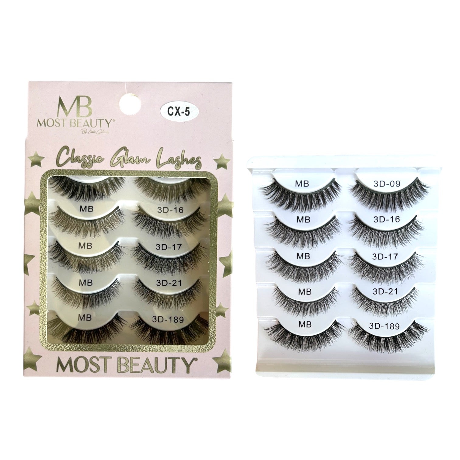 KIT X5 PESTAÑAS ENTERAS CLASSIC GLAM MOST BEAUTY