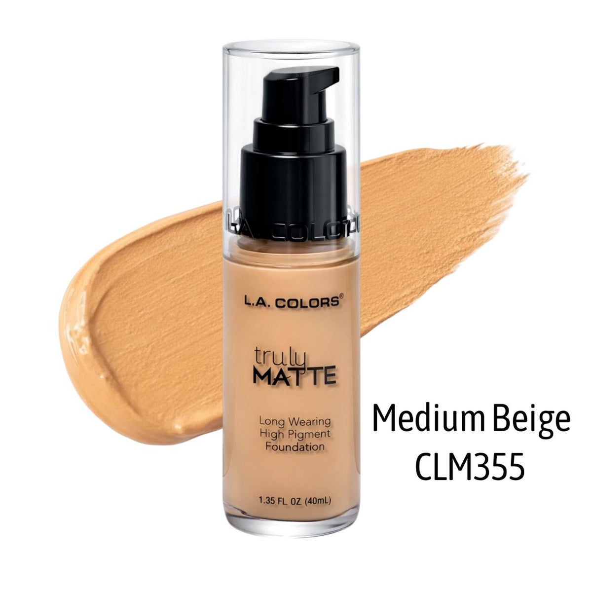 BASE LIQUIDA MEDIUM BEIGE CLM355 TRULY MATTE LA COLORS