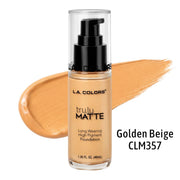 BASE LIQUIDA GOLDEN BEIGE CLM357 TRULY MATTE LA COLORS