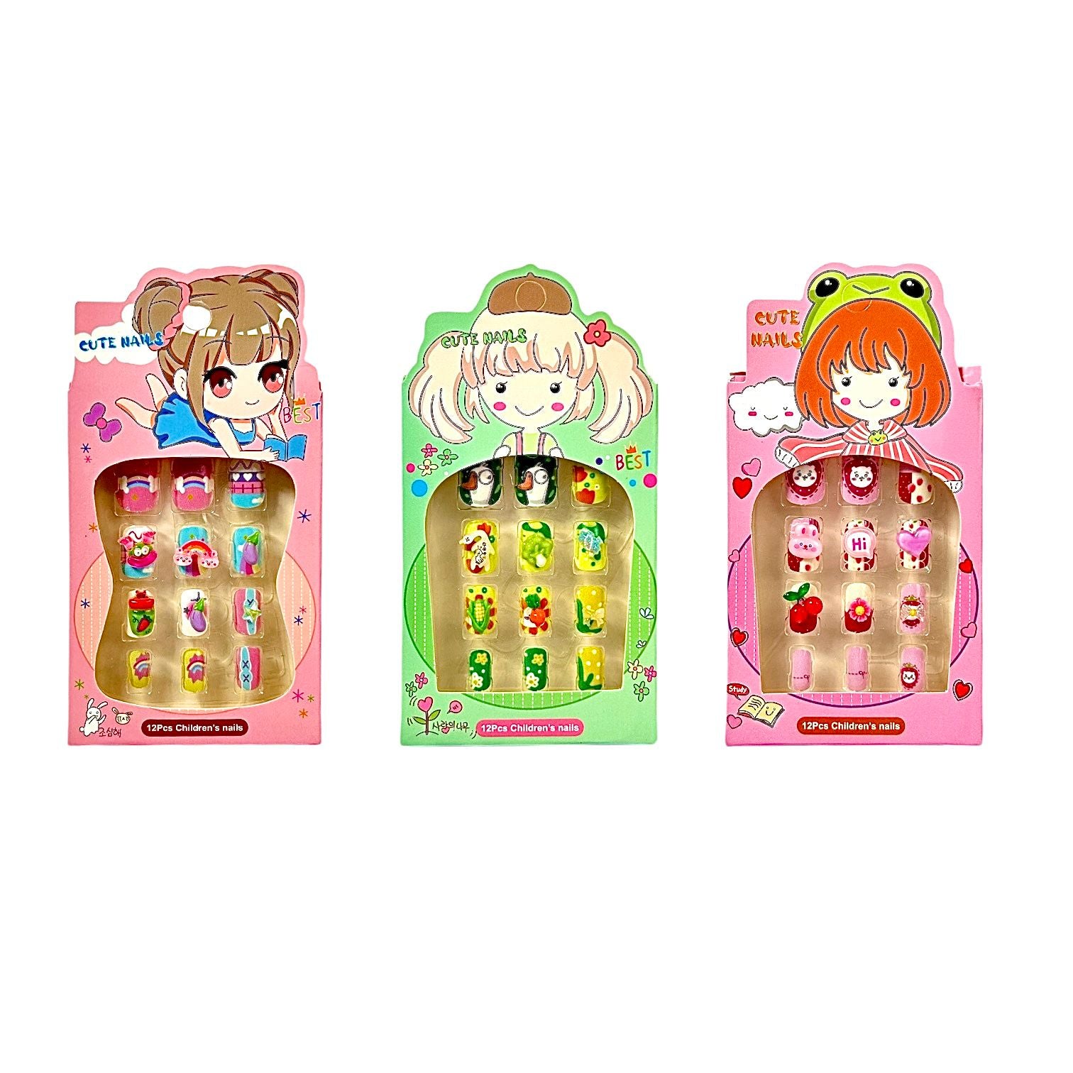 UÑAS DE NIÑAS X12PCS CUTE NAILS / SISA