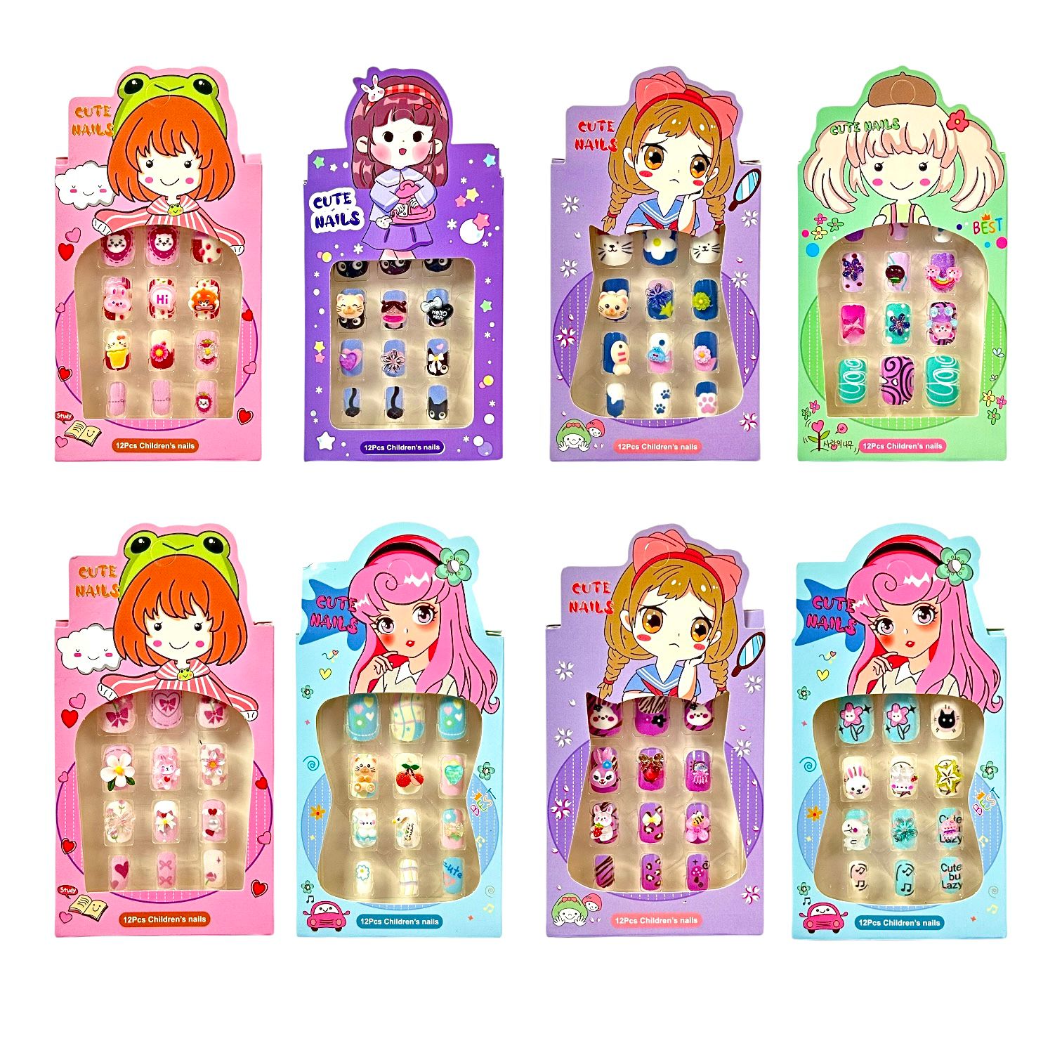 UÑAS DE NIÑAS X12PCS CUTE NAILS / SISA
