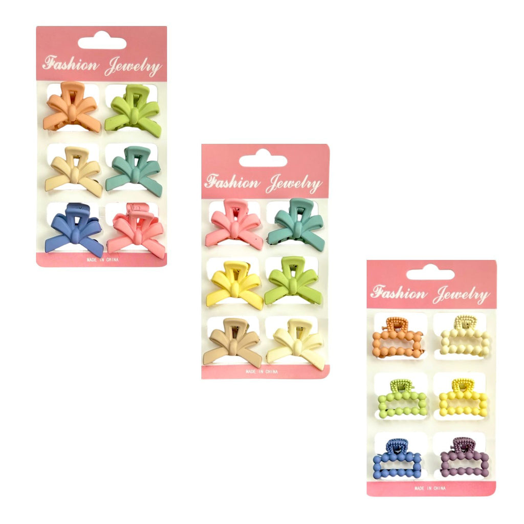 SET X6 CARTON MINI GANCHO FLOR HAWAIANO DISEÑOS SURTIDOS FASHION JEWELRY