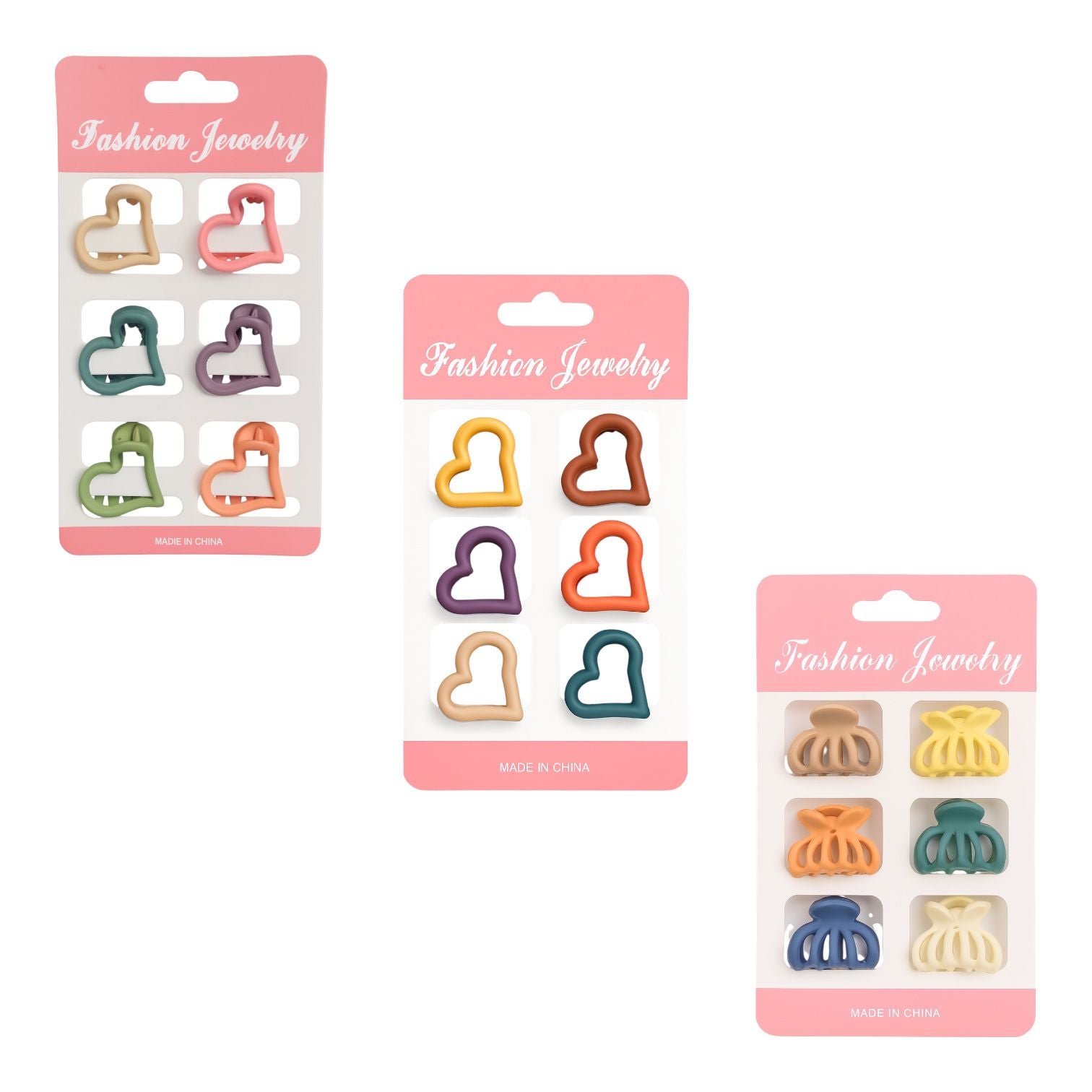 SET X6 CARTON MINI GANCHO FLOR HAWAIANO DISEÑOS SURTIDOS FASHION JEWELRY