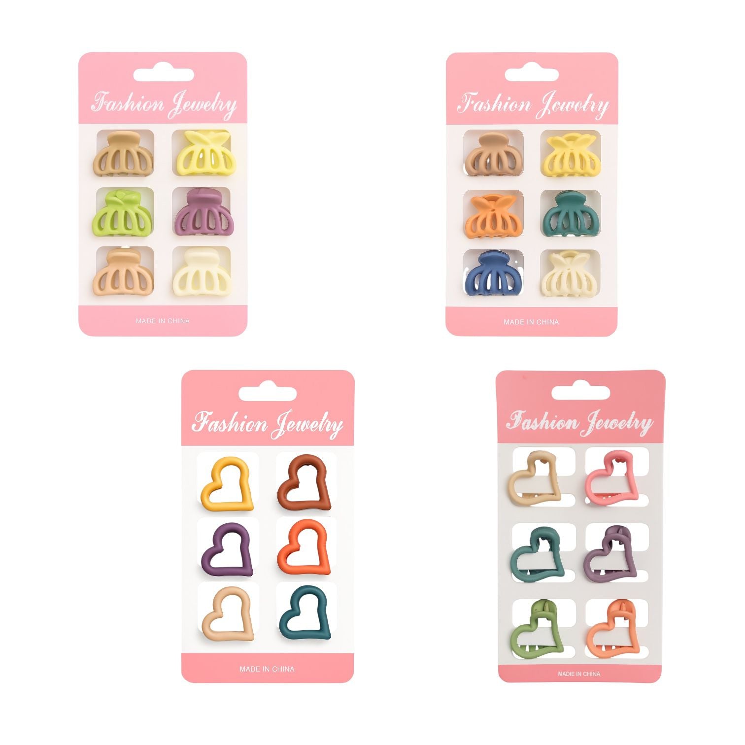 SET X6 CARTON MINI GANCHO FLOR HAWAIANO DISEÑOS SURTIDOS FASHION JEWELRY