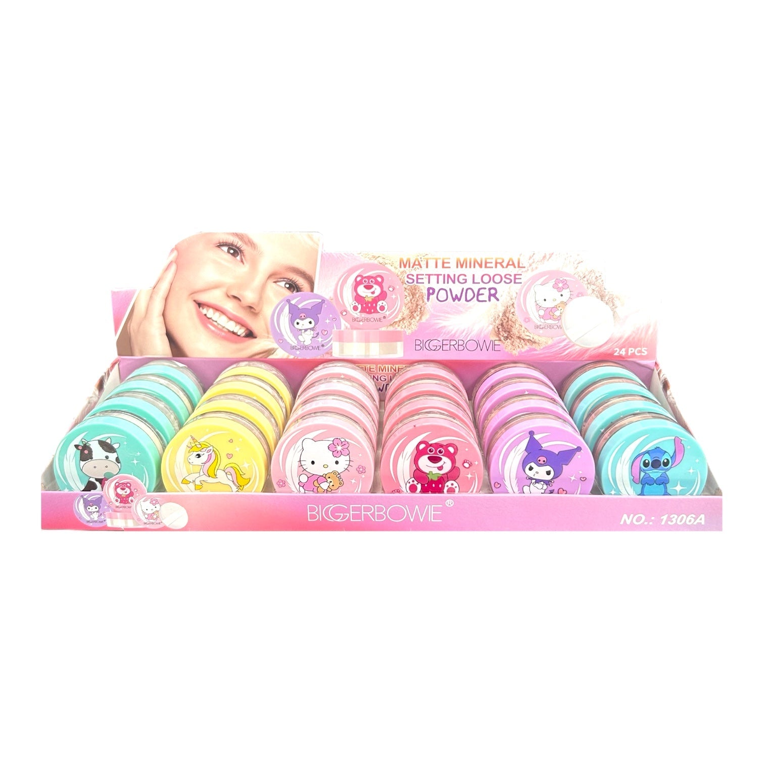 MINI POLVO SUELTO 6 TONOS SANRIO STITCH LOTSO UNICORNIO VACA BIGGERBOWIE