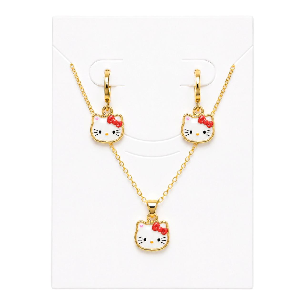 SET CANDONGAS Y COLLAR NIÑAS 3D HELLO KITTY
