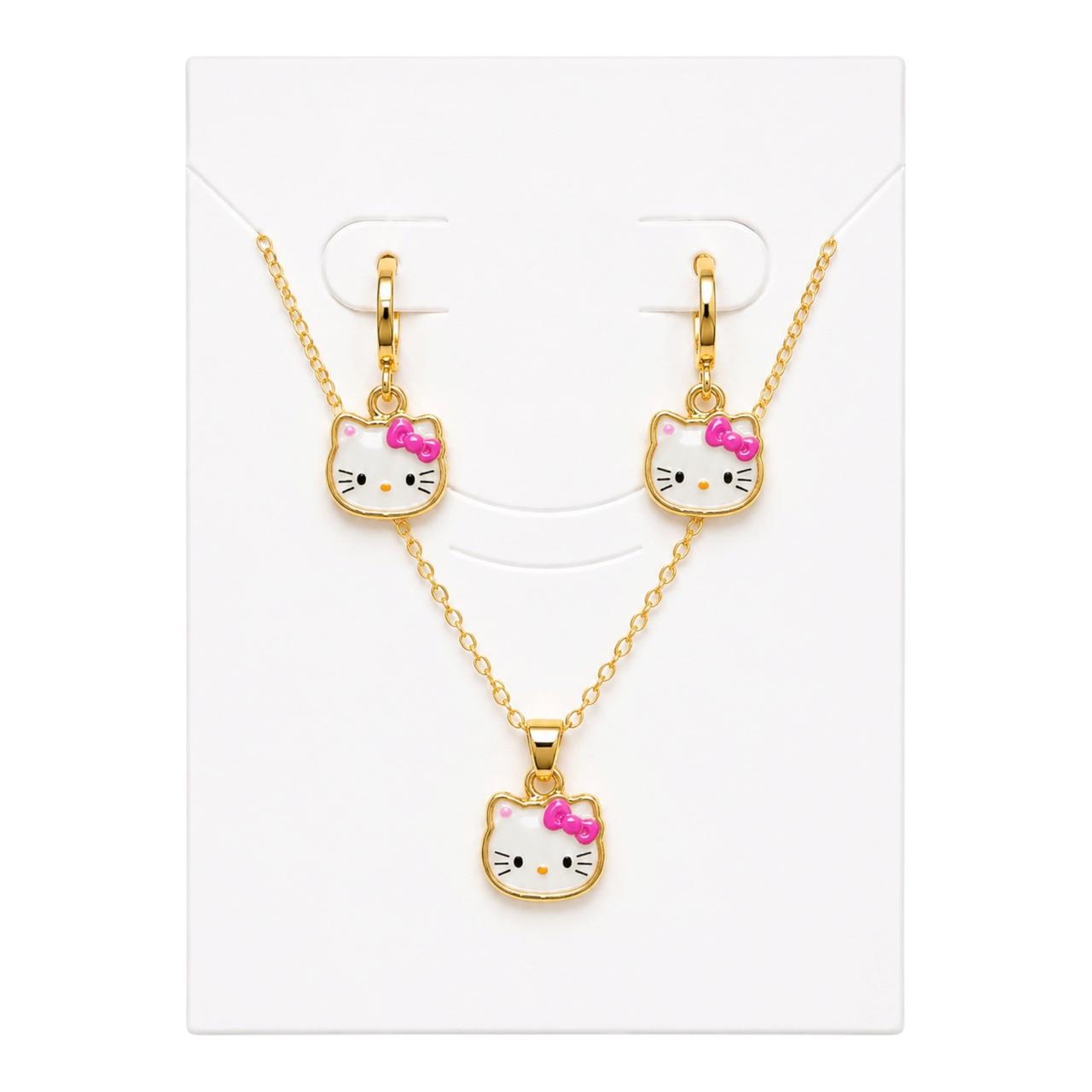 SET CANDONGAS Y COLLAR NIÑAS 3D HELLO KITTY