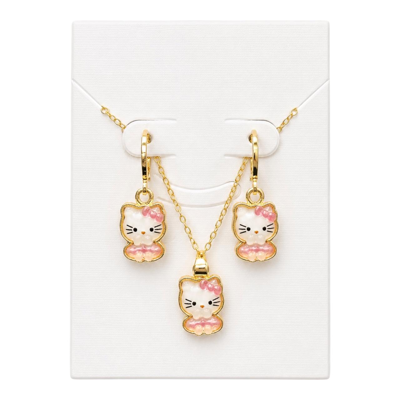 SET CANDONGAS Y COLLAR NIÑAS 3D HELLO KITTY