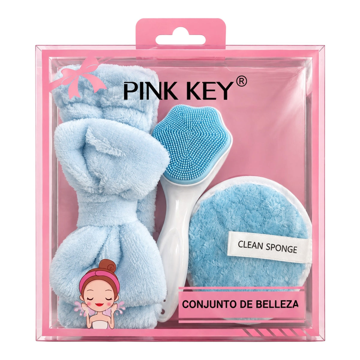 SET X3 BALACA TOALLA Y CEPILLO MASAJEADOR PINK KEY