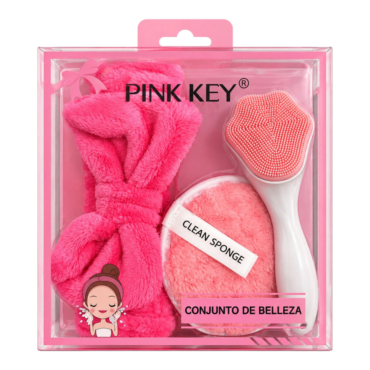 SET X3 BALACA TOALLA Y CEPILLO MASAJEADOR PINK KEY