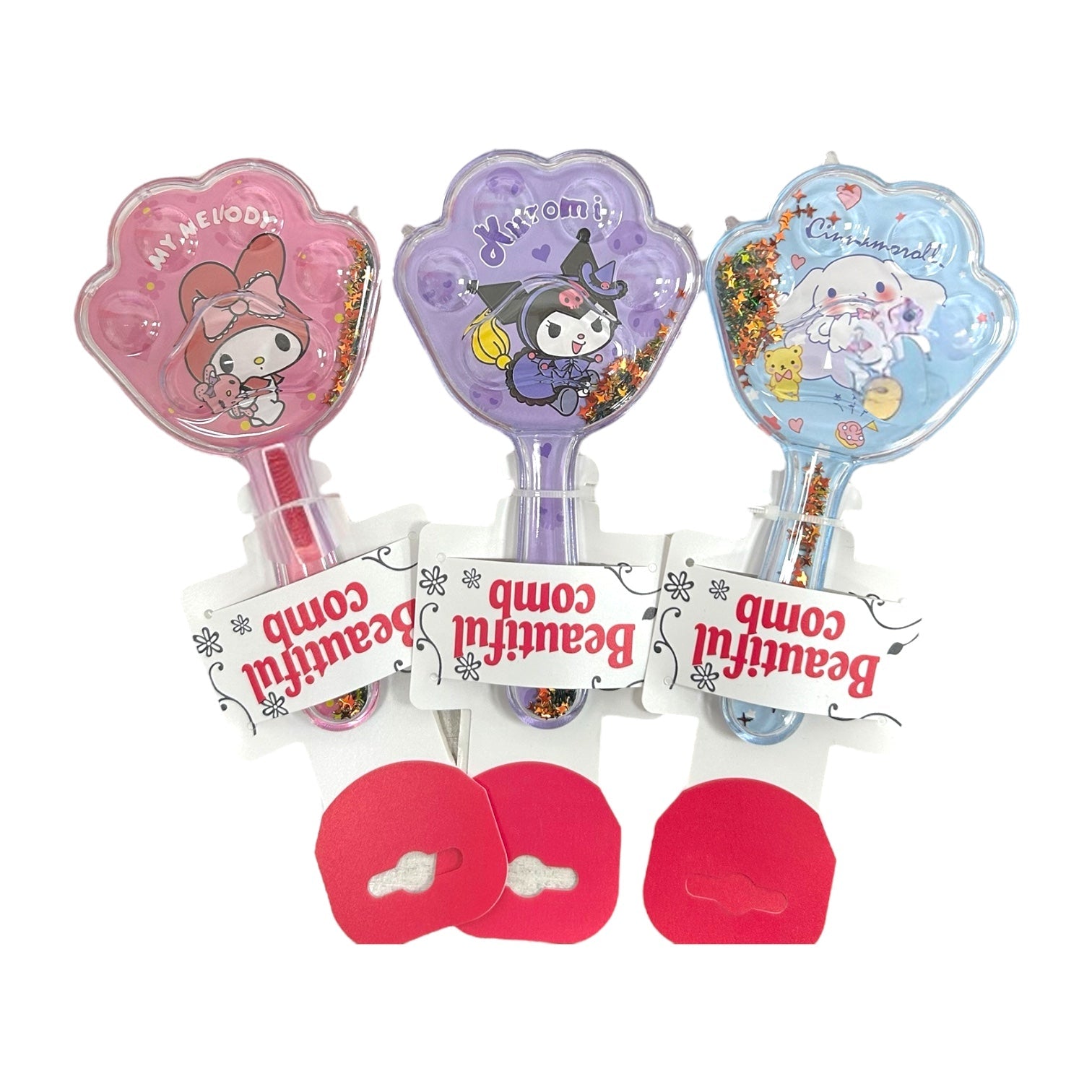 CEPILLO PARA CABELLO FORMA HUELLITA SANRIO GLITTER BEAUTIFUL COMB
