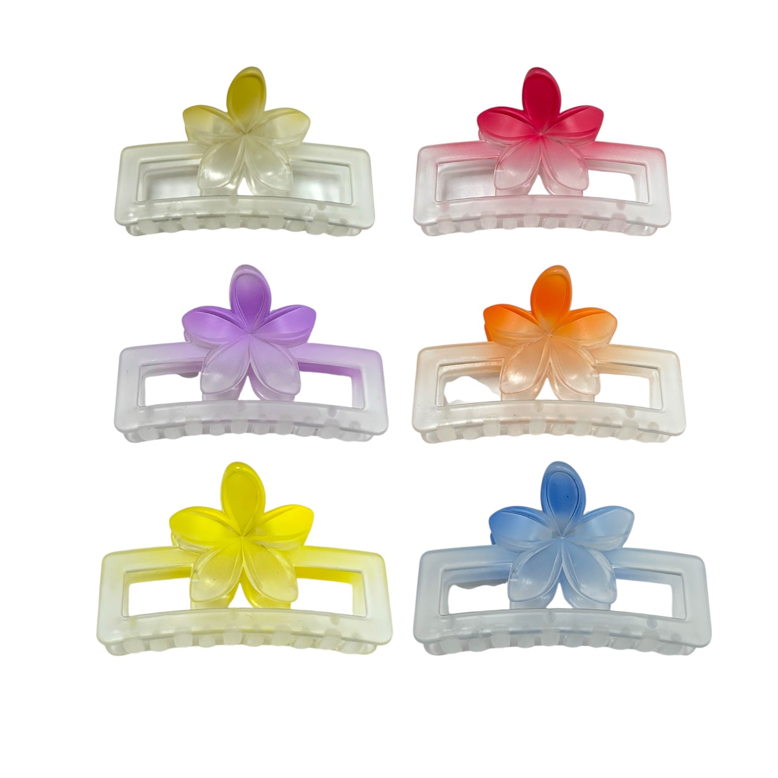 GANCHO RECTANGULO CON FLOR MATTE / TRANSPARENTE DEGRADE