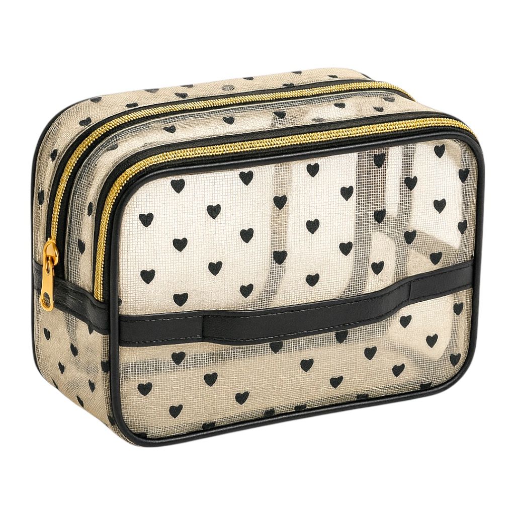 COSMETIQUERA MALLA CORAZONCITOS