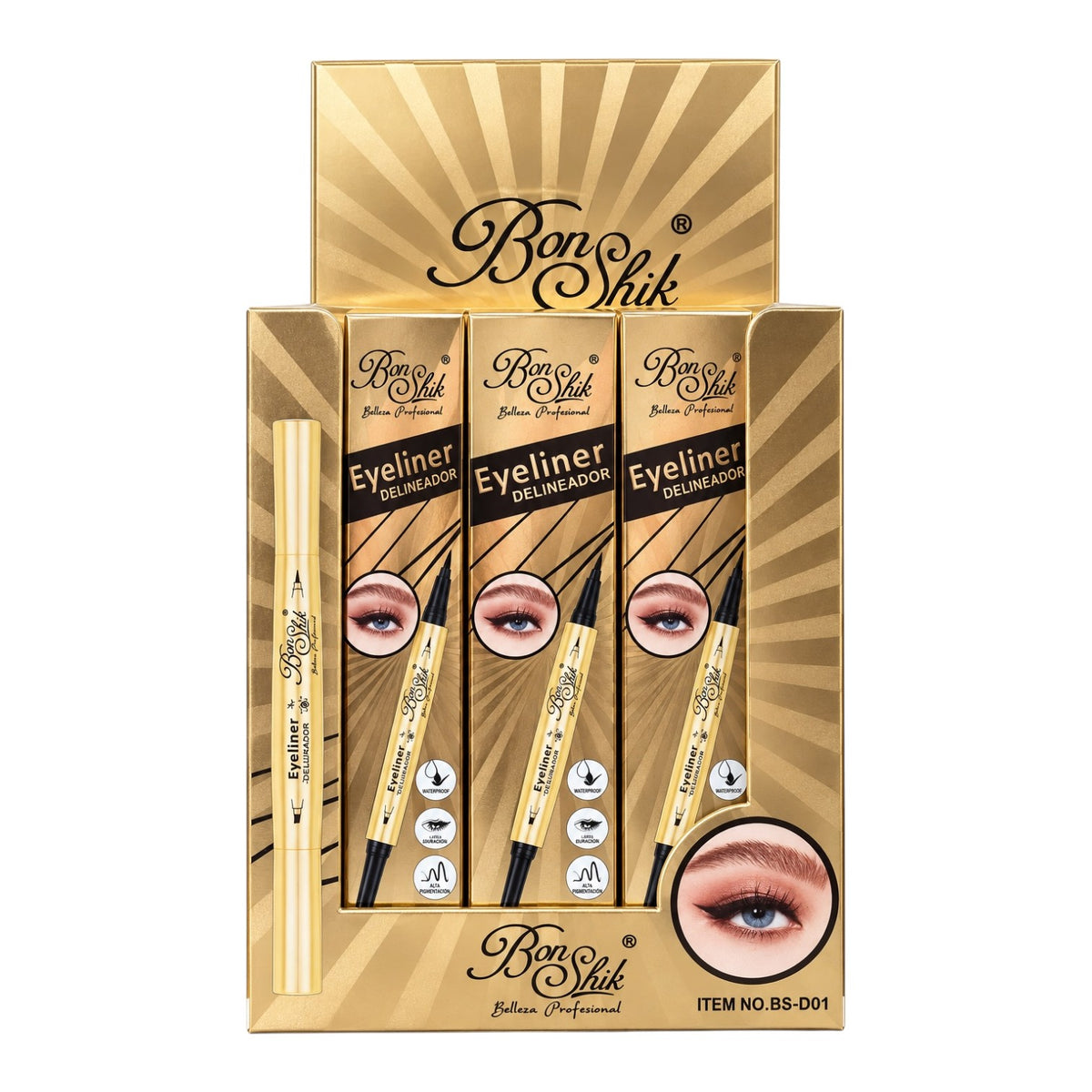DELINEADOR DE OJOS Y LAPIZ 3 PELOS PARA CEJAS BON SHIK