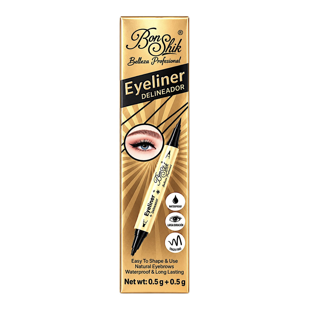 DELINEADOR DE OJOS Y LAPIZ 3 PELOS PARA CEJAS BON SHIK