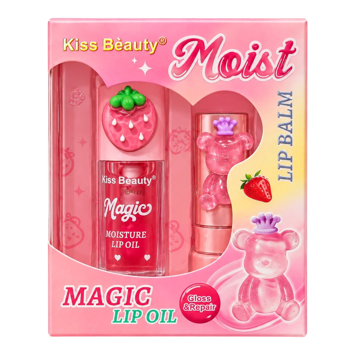 DUO BRILLO Y BALSAMO MAGICO OSITO FRESITA KISS BEAUTY