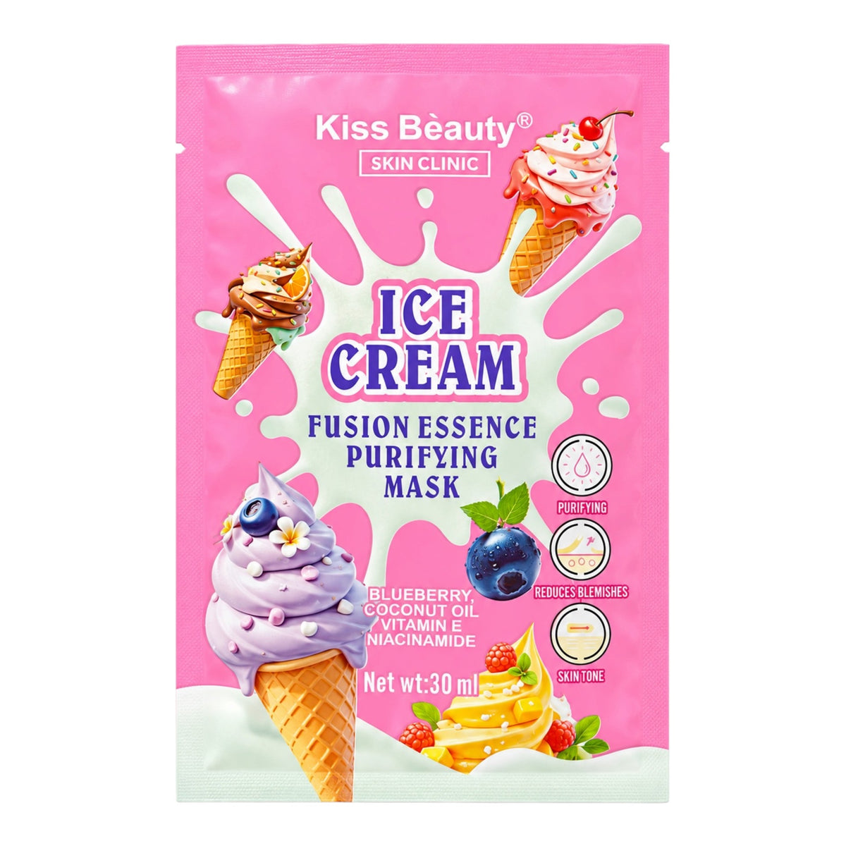 MASCARILLA EN VELO ICE CREAM KISS BEAUTY