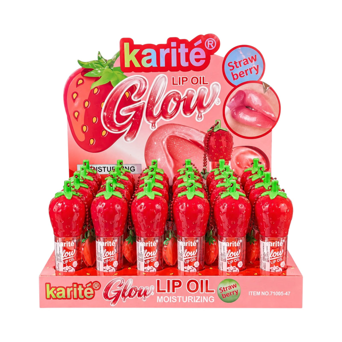 BRILLO GLOSS ESCARCHADO FRESA GLOW LLAVERO 4ML KARITE