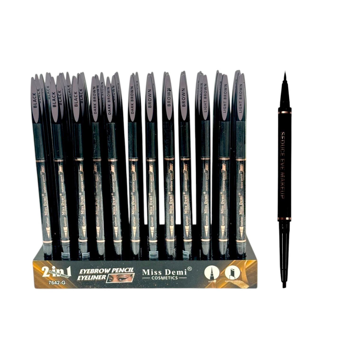 2EN1 LAPIZ DE CEJAS Y DELINEADOR EN PLUMON MISS DEMI