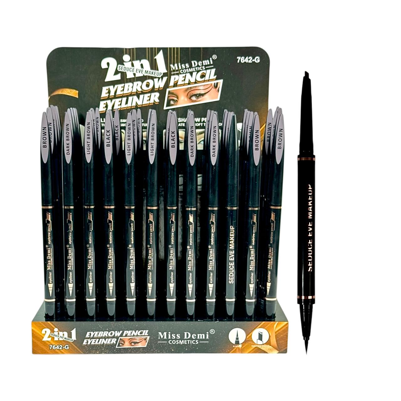 2EN1 LAPIZ DE CEJAS Y DELINEADOR EN PLUMON MISS DEMI