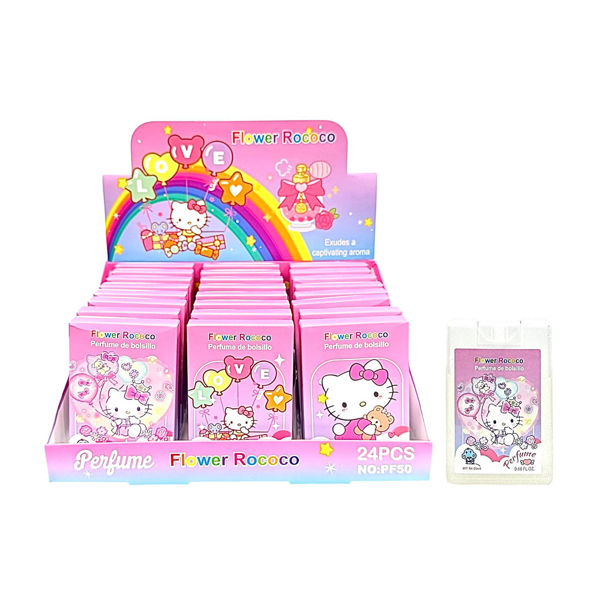 PERFUME DE BOLSILLO KUROMI HELLO KITTY STITCH FLOWER ROCOCO