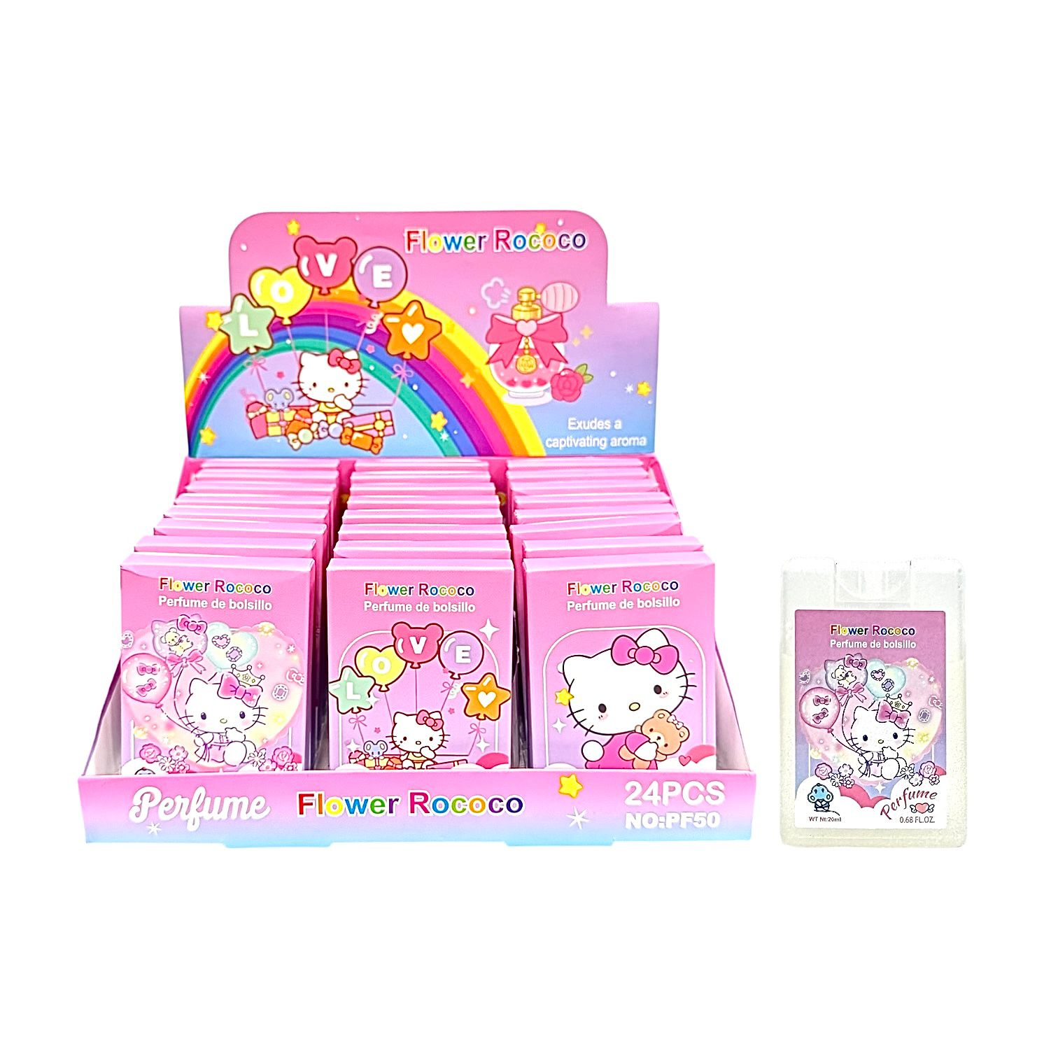 PERFUME DE BOLSILLO KUROMI HELLO KITTY STITCH FLOWER ROCOCO