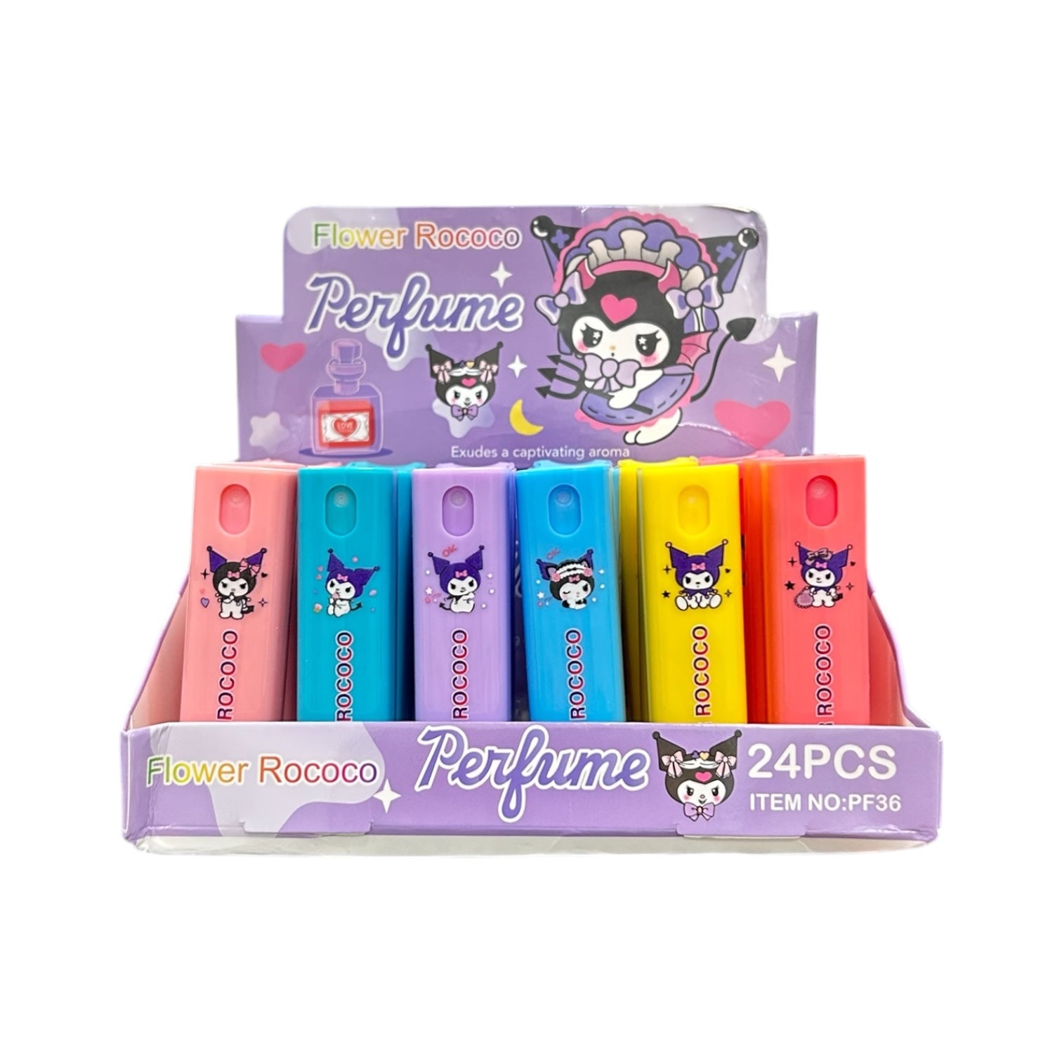 PERFUME DISPENSADOR HELLO KITTY KUROMI STITCH FLOWER ROCOCO