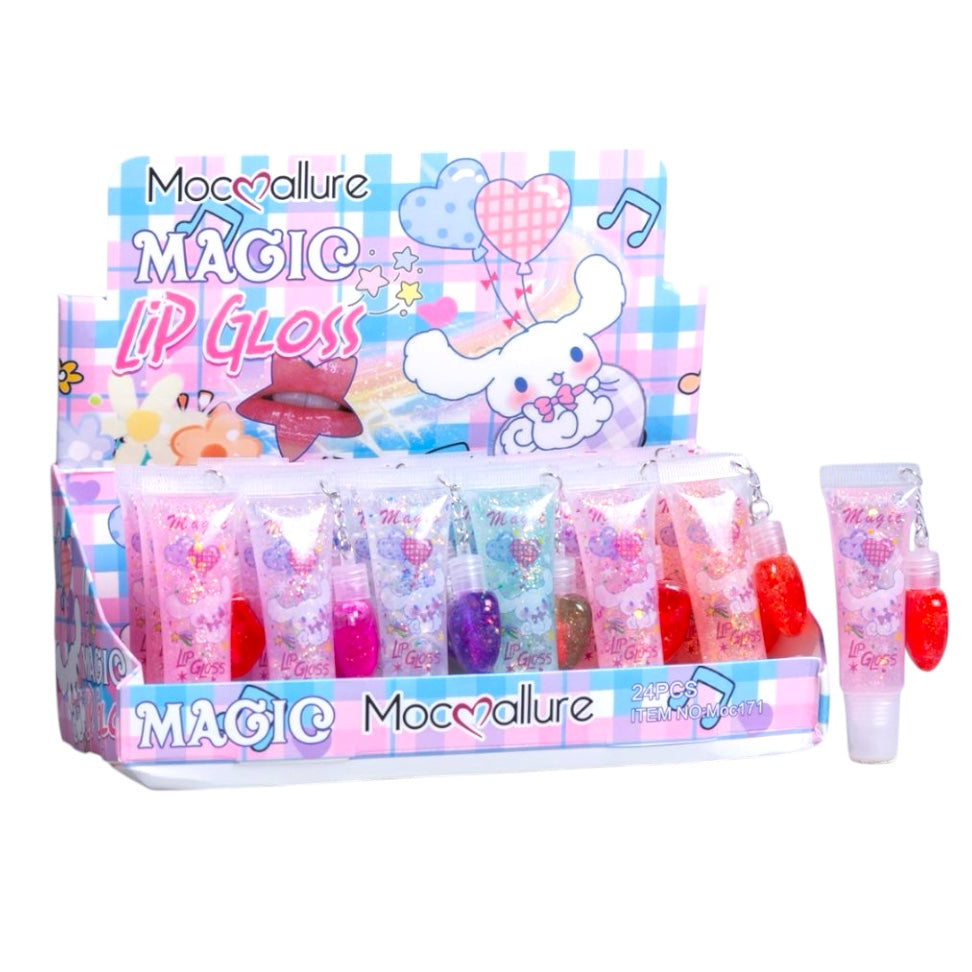 BRILLO GLOSS GLITTER CINNAMOROLL LLAVERO MOCALLURE