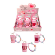 BRILLO GLOSS ESCARCHADO PALETA TAPA CORAZON PITILLO LLAVERO BONSHIK