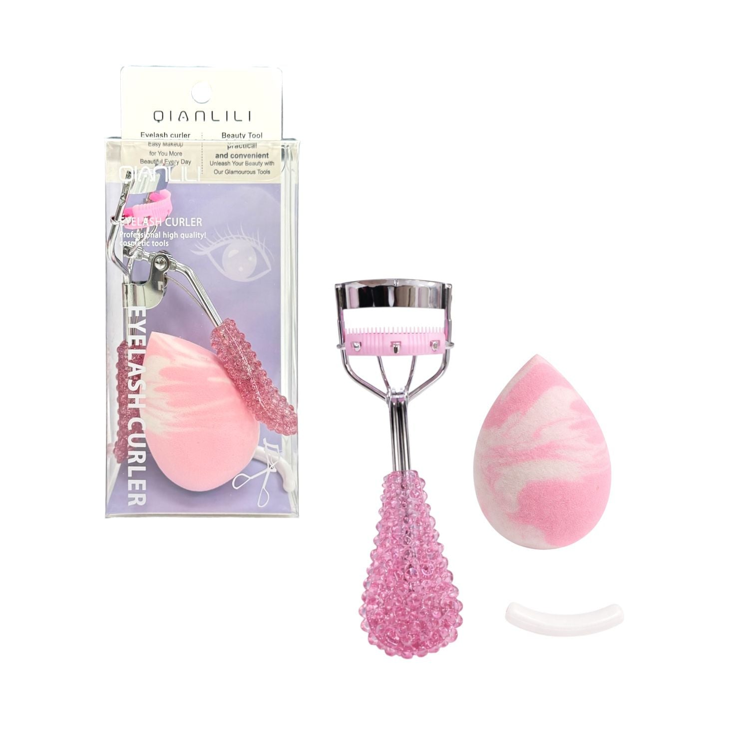 ENCRESPADOR PEPITAS CON PEINETA Y POMO MARMOLEADO QIANLILI