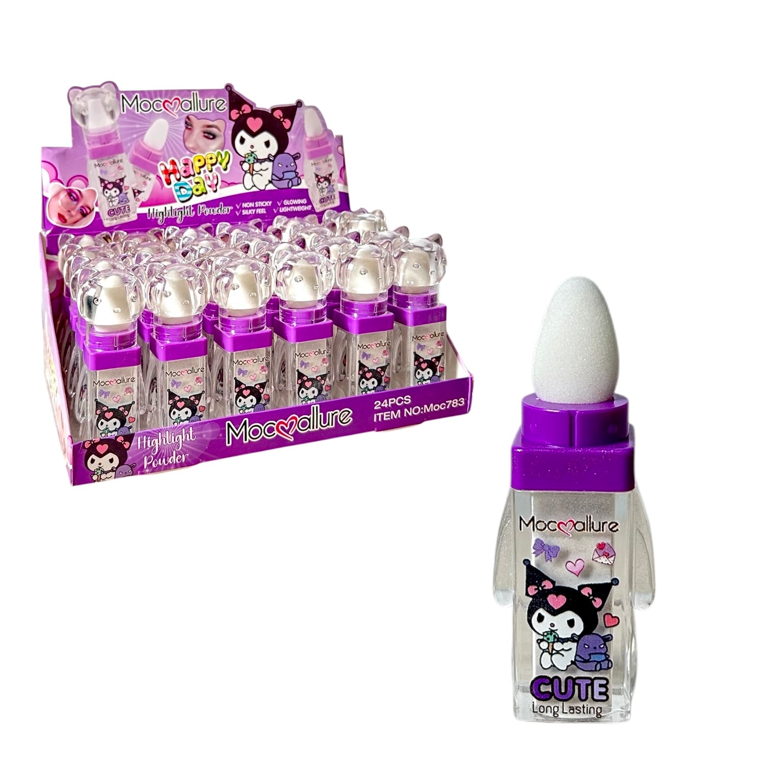 POLVO DE HADAS KUROMI CUTE TAPA CABEZA GATO MOCALLURE