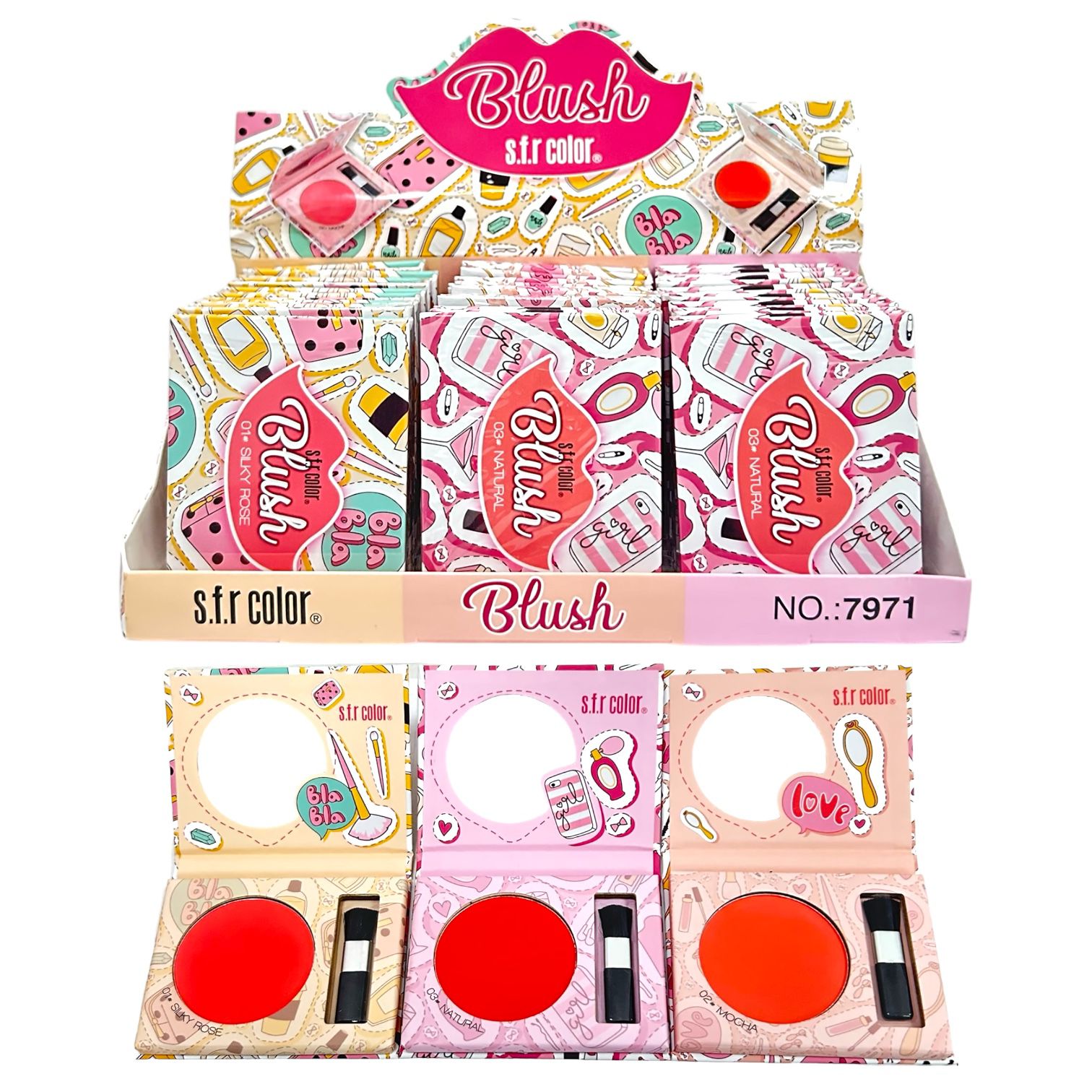 RUBOR EN POLVO CON BROCHITA BLUSH SFR COLOR