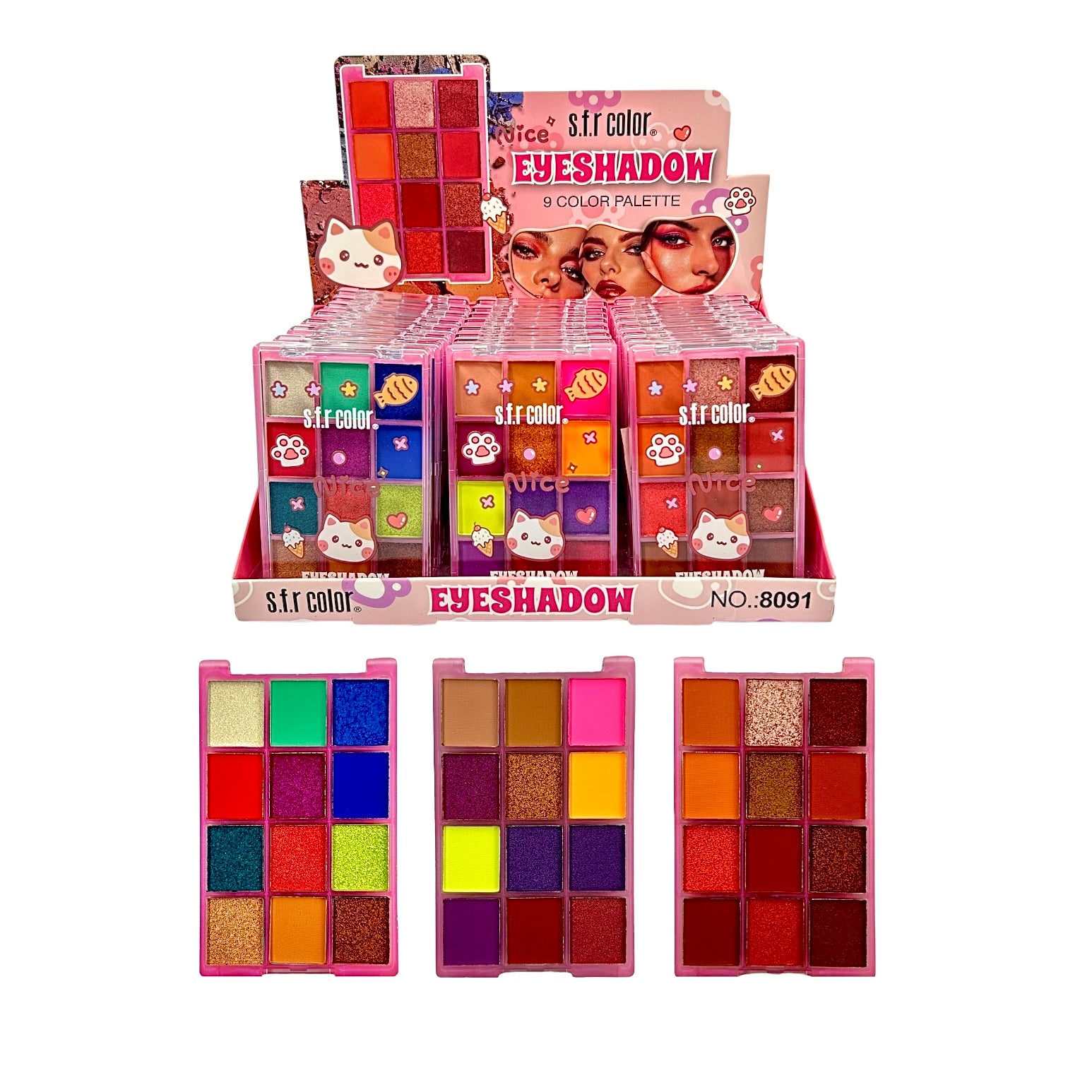 PALETA DE SOMBRAS X12 TONOS GATICO NICE SFR COLOR