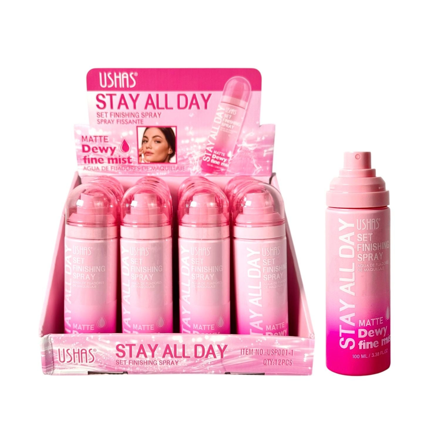 FIJADOR DE MAQUILLAJE SPRAY MATTE STAY ALL DAY 100ML USHAS
