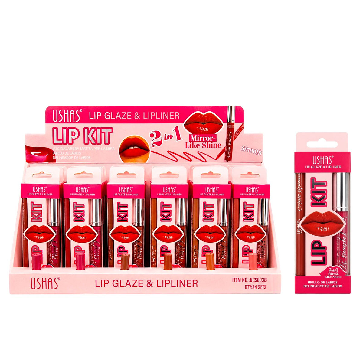 LIP COMBO BRILLO GLOSS Y LAPIZ DELINEADOR LIP KIT USHAS