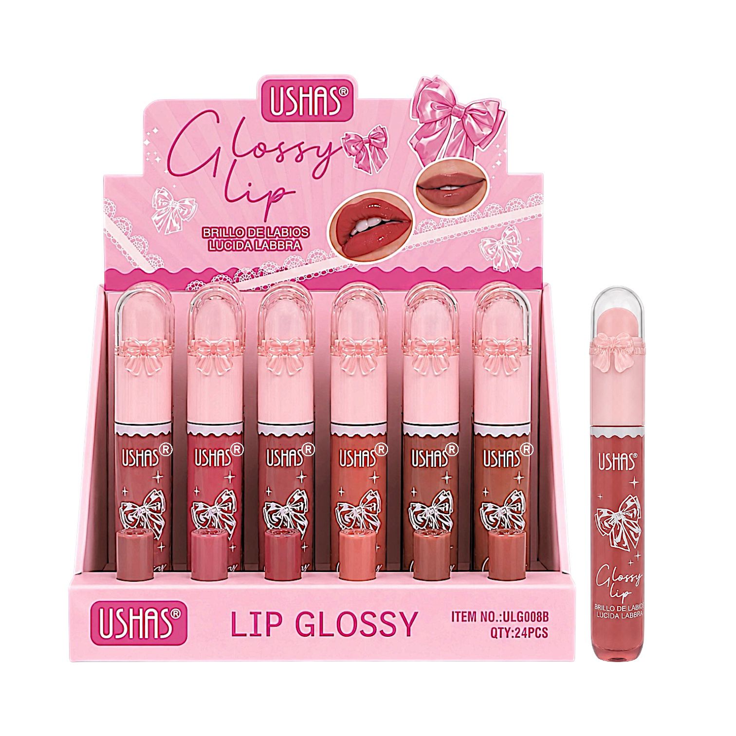 BRILLO GLOSS CON APLICADOR GLOSSY LIP MOÑITO USHAS