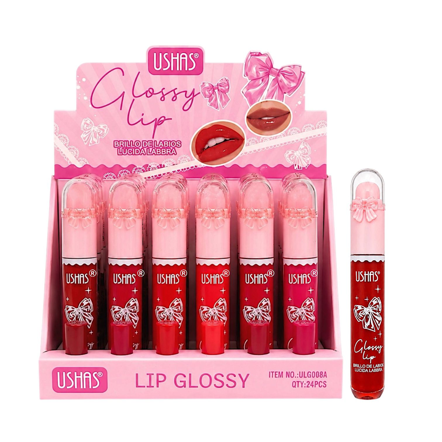 BRILLO GLOSS CON APLICADOR GLOSSY LIP MOÑITO USHAS
