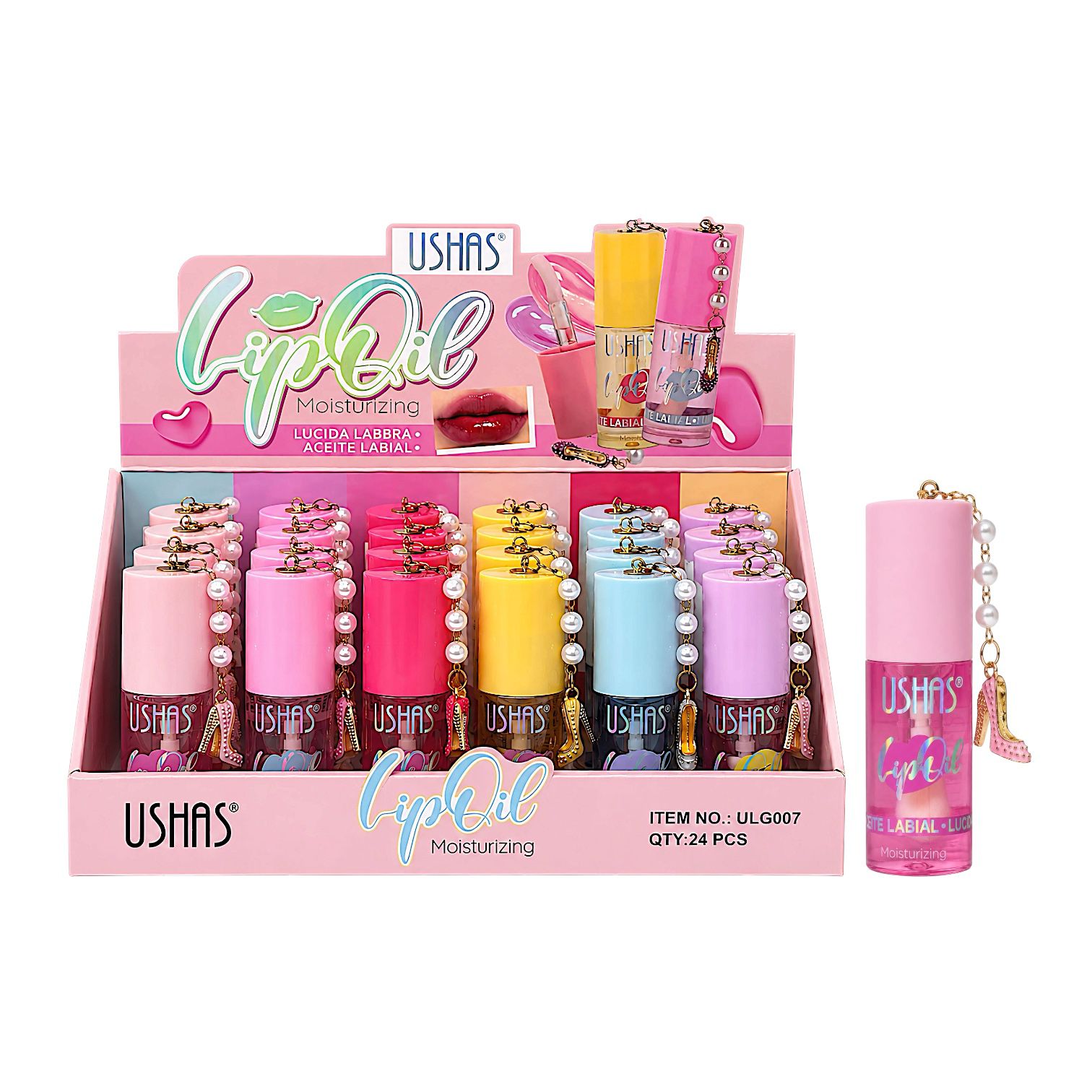 BRILLO GLOSS LIP OIL LLAVERO TACON USHAS