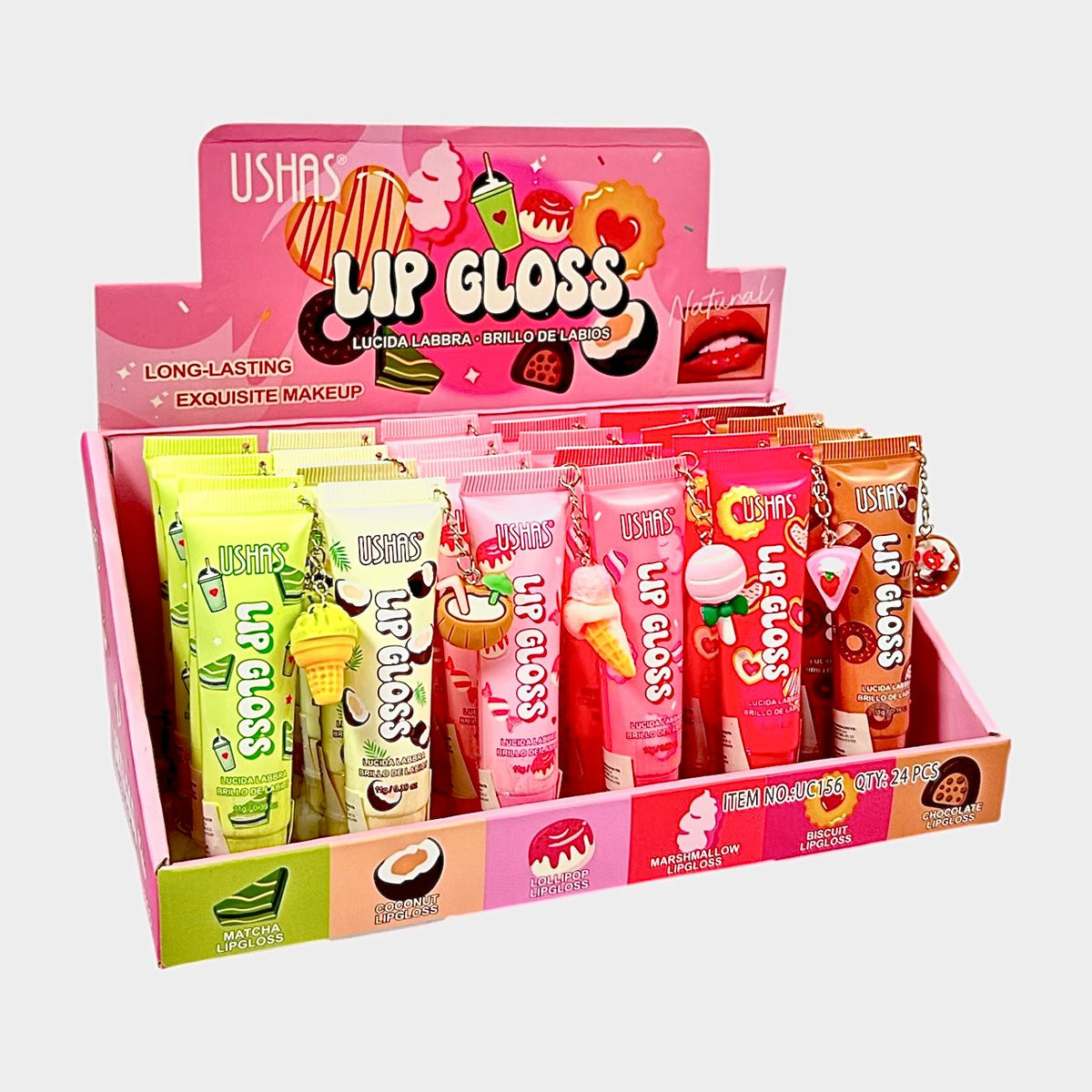 BRILLO GLOSS LLAVERO HELADITOS PASTELITOS 11G USHAS