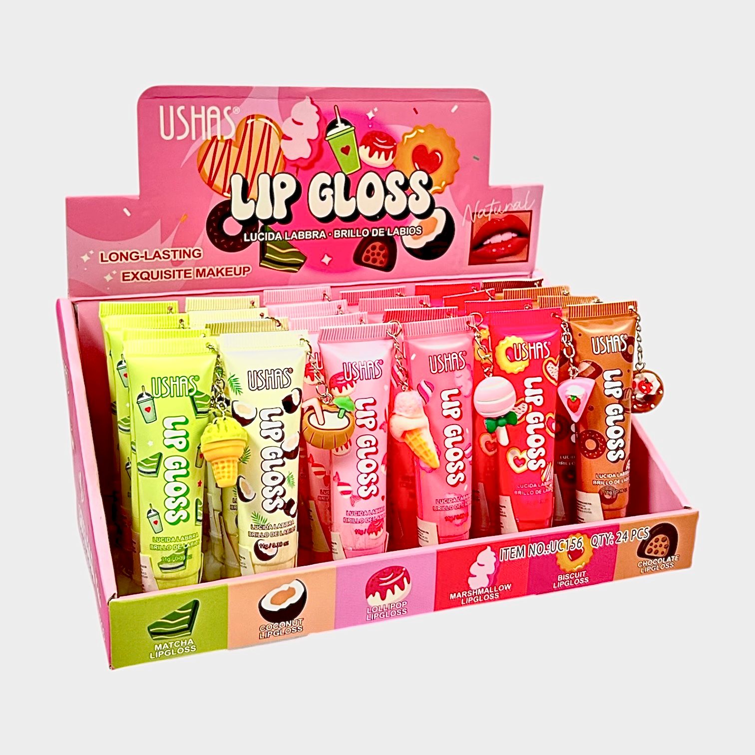 BRILLO GLOSS LLAVERO HELADITOS PASTELITOS 11G USHAS