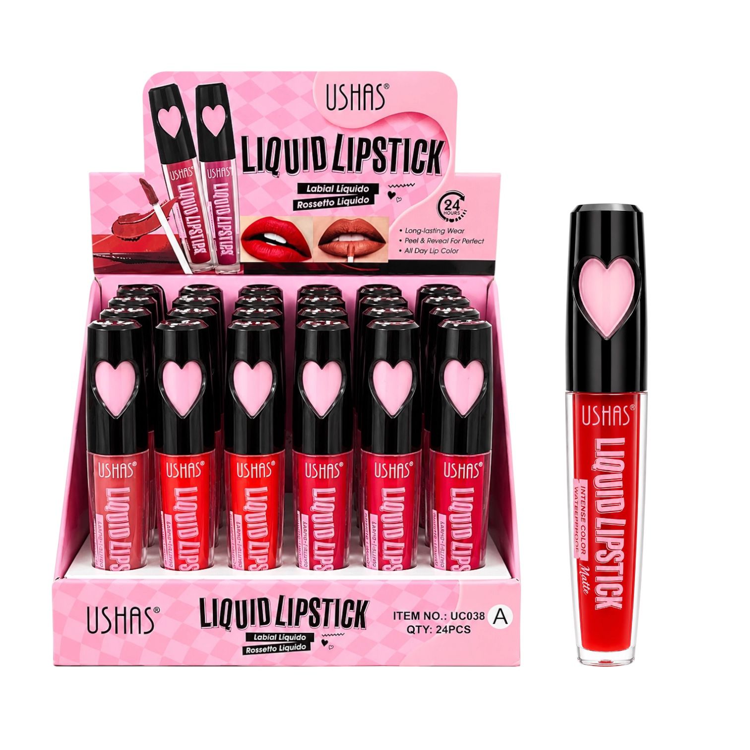 LABIAL LIQUIDO LIPSTICK ROSSETTO TAPA CORAZON USHAS