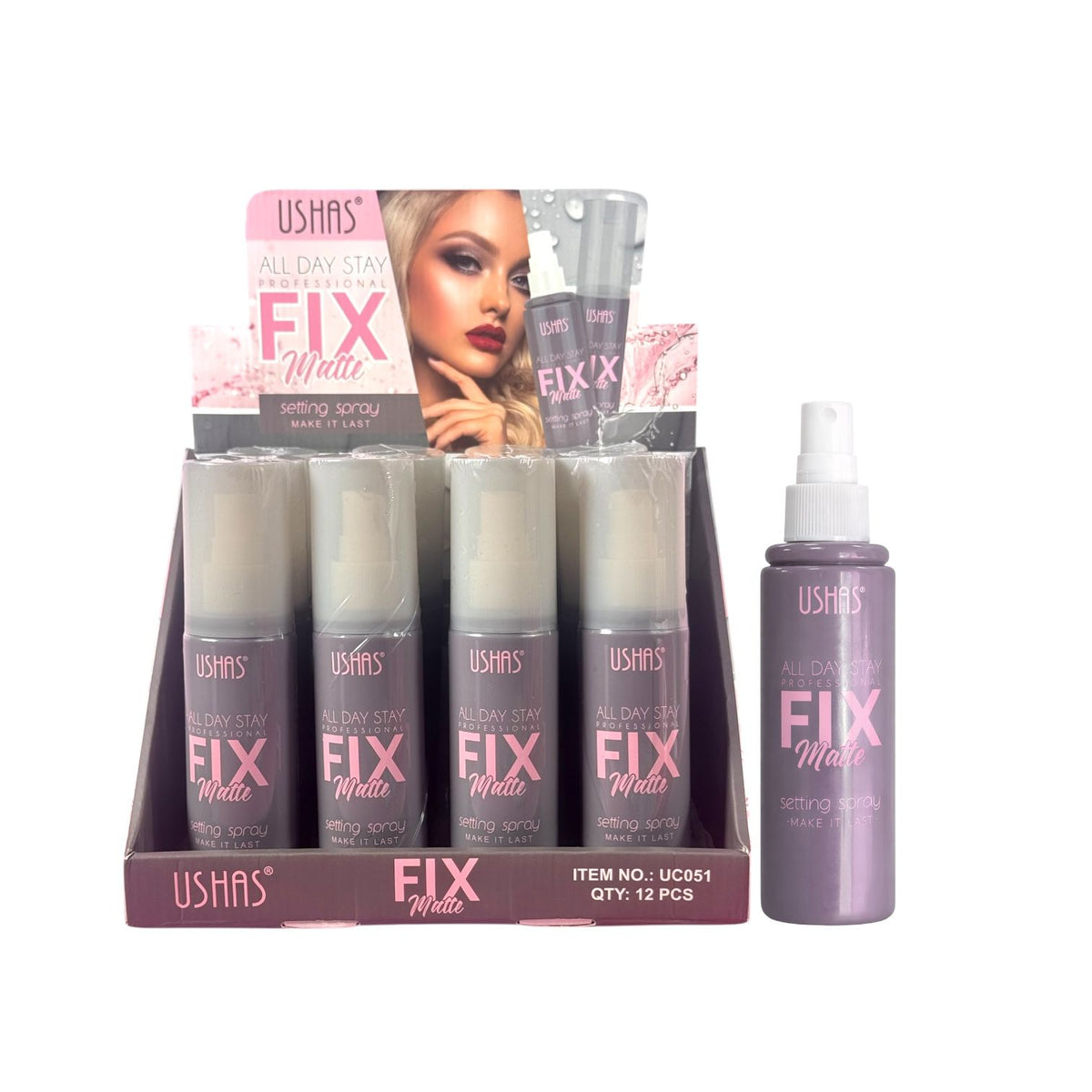 FIJADOR DE MAQUILLAJE ALL DAY STAY FIX MATTE  80ML USHAS