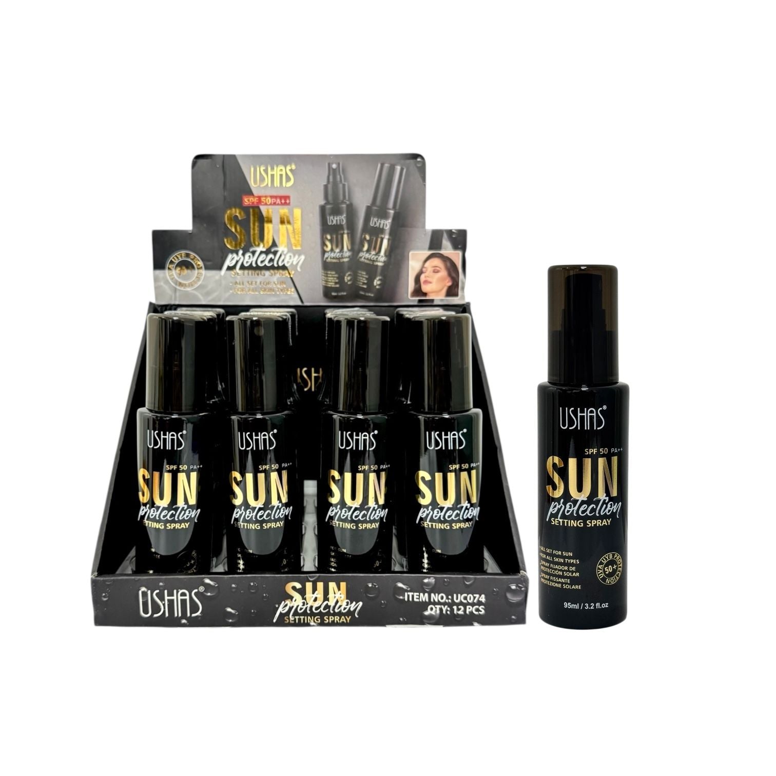 FIJADOR DE MAQUILLAJE EN SPRAY SPF50+ USHAS