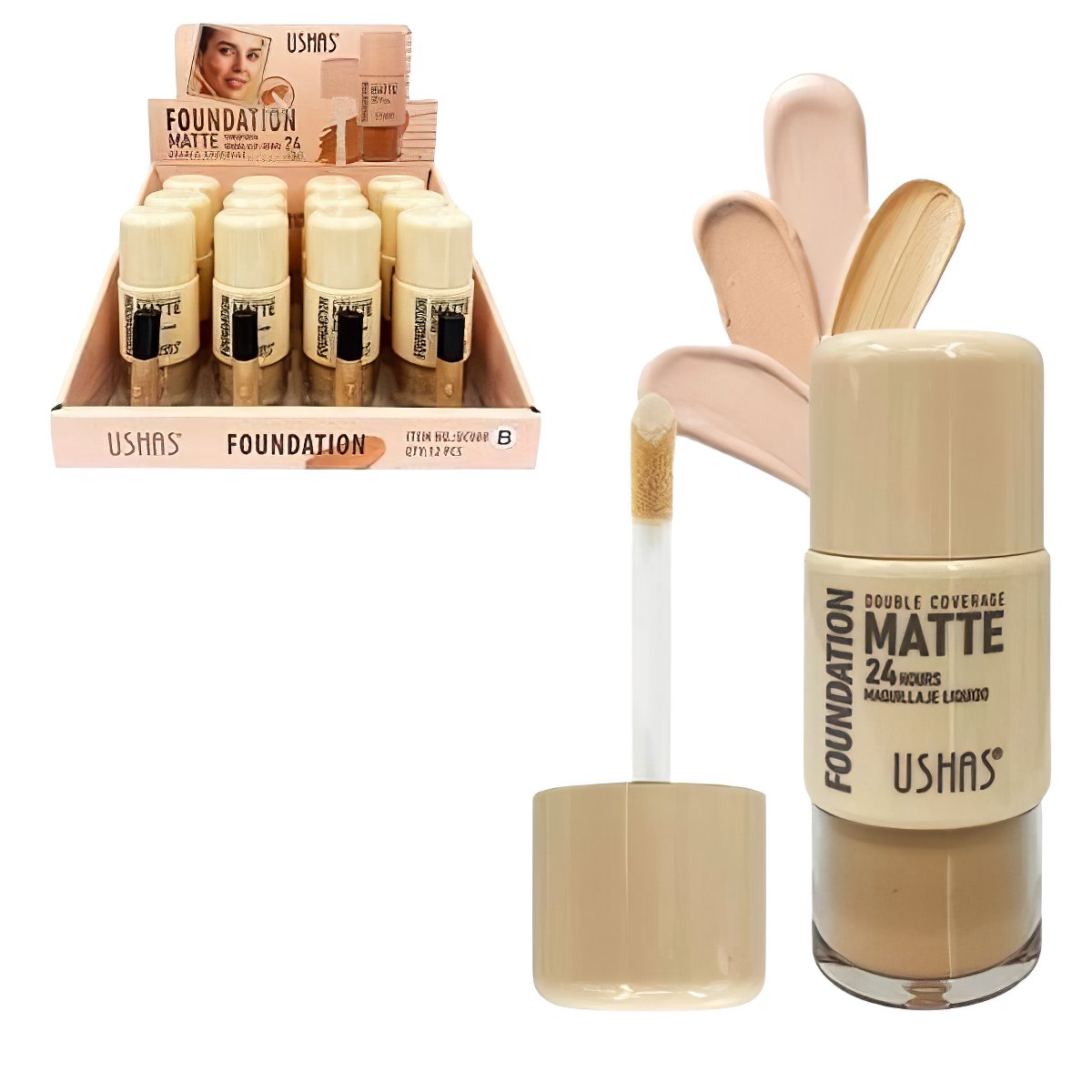 BASE LIQUIDA DOUBLE COVERAGE MATTE 24HOURS USHAS