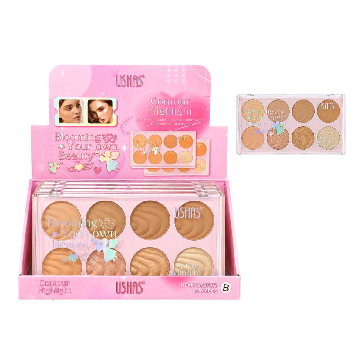 PALETA X8 ILUMINADORES Y CONTORNOS BLOOMING YOUR OWN BEAUTY ANGELITO USHAS