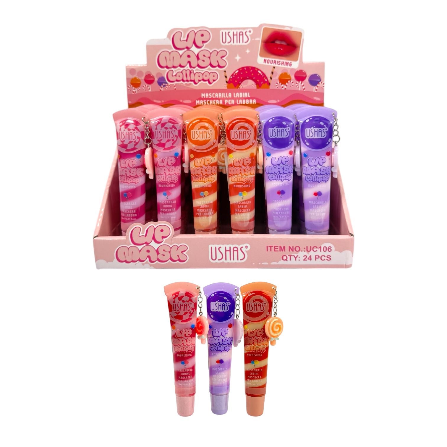 BRILLO GLOSS LOLLIPOP LLAVERO PALETICAS 18ML USHAS