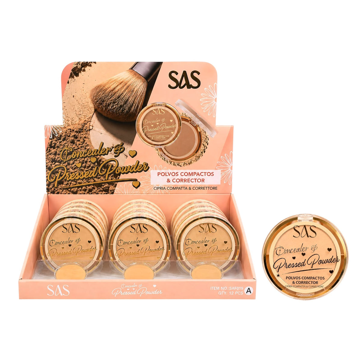 POLVO COMPACTO Y CORRECTOR PRESSED POWDER SAS