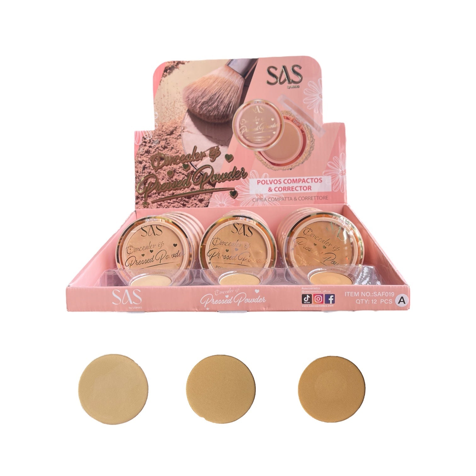 POLVO COMPACTO Y CORRECTOR PRESSED POWDER SAS